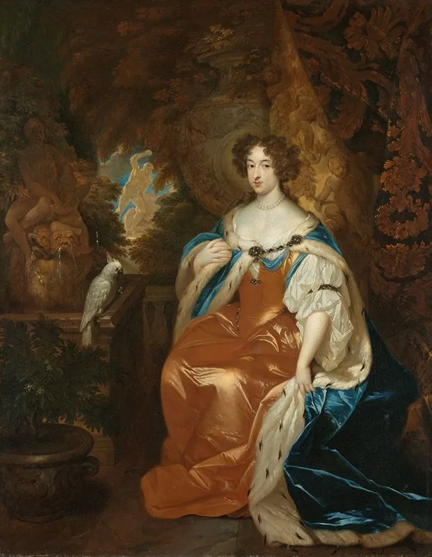 Portrait Of Mary Stuart 1662 95 Wife Of Prince William Iii Wall Art by Caspar Netscher - High-Resolution Digital Print