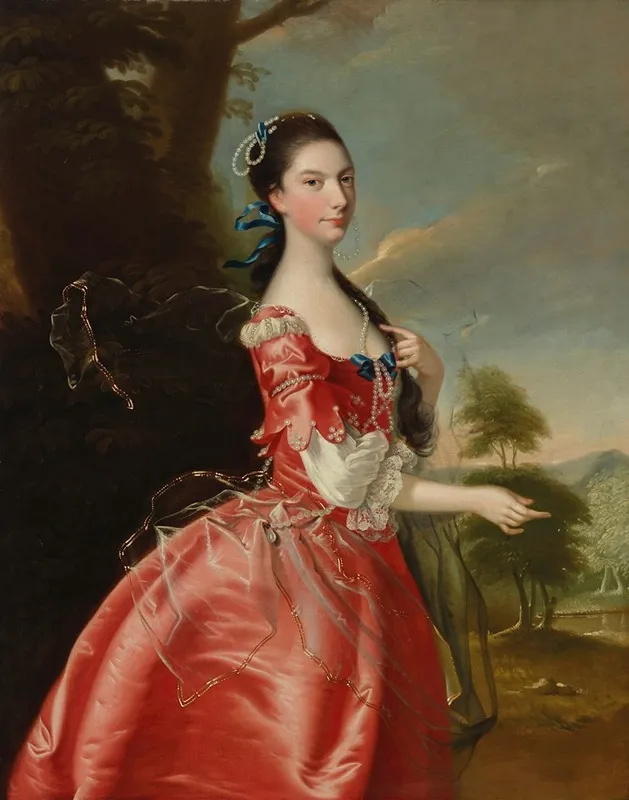 Portrait Of Miss Ann Carver Before A Landscape Wall Art by Joseph Wright of Derby - High-Resolution Digital Print