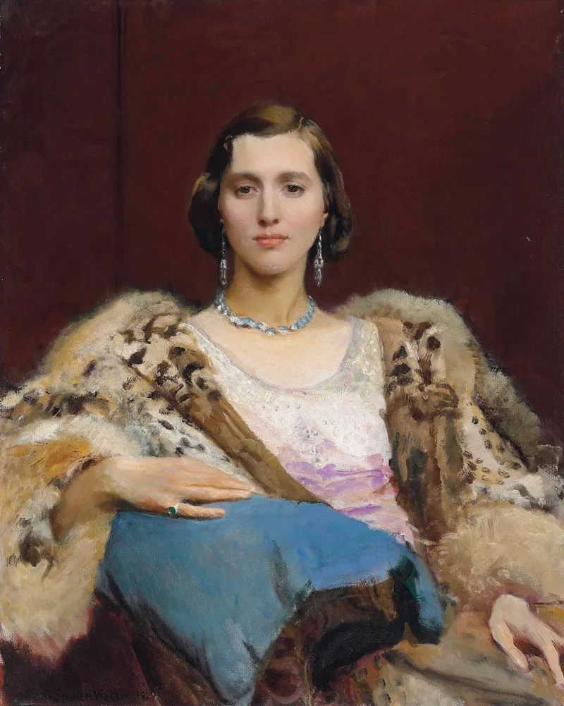 Portrait Of Miss Dewitt Wearing A Leopard Stole