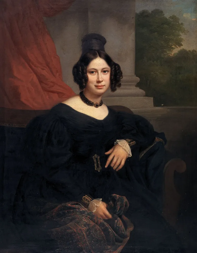 Portrait Of Miss Pinnoy The Sister Of The Artists Wife Wall Art by Jozef Geirnaert - High-Resolution Digital Print