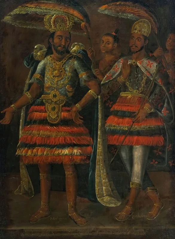 Portrait Of Moctezuma Y Cuahutemoc Wall Art by Mexican School - High-Resolution Digital Print