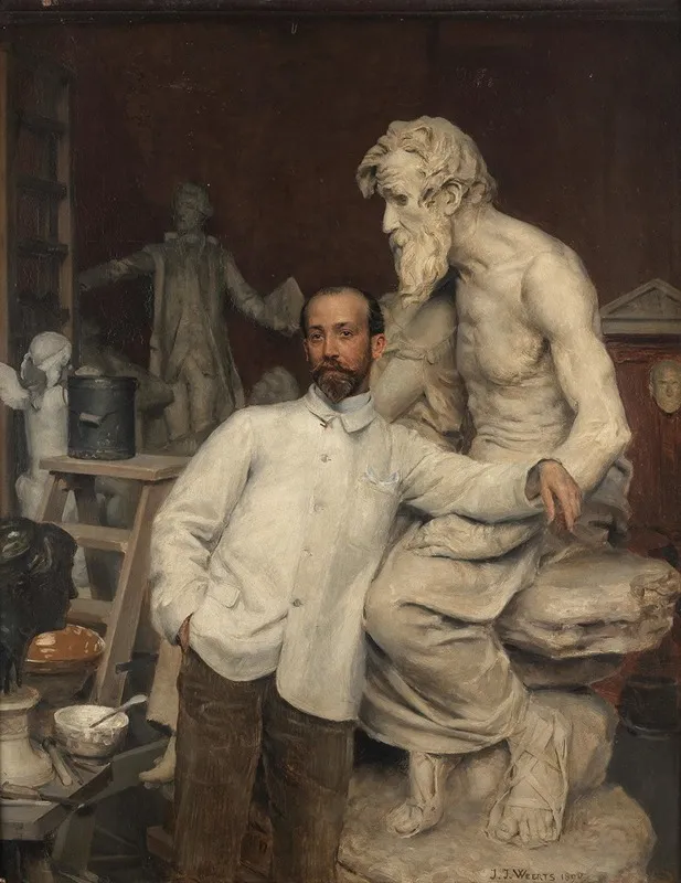 Portrait Of Monsieur Dominique Jean Baptiste Hugues In His Studio Wall Art by Jean Joseph Weerts - High-Resolution Digital Print