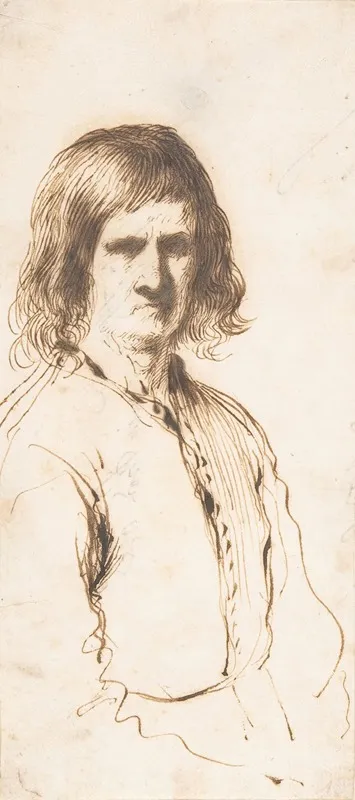 Portrait Of Morose Man In Half Length Wall Art by Guercino - High-Resolution Digital Print