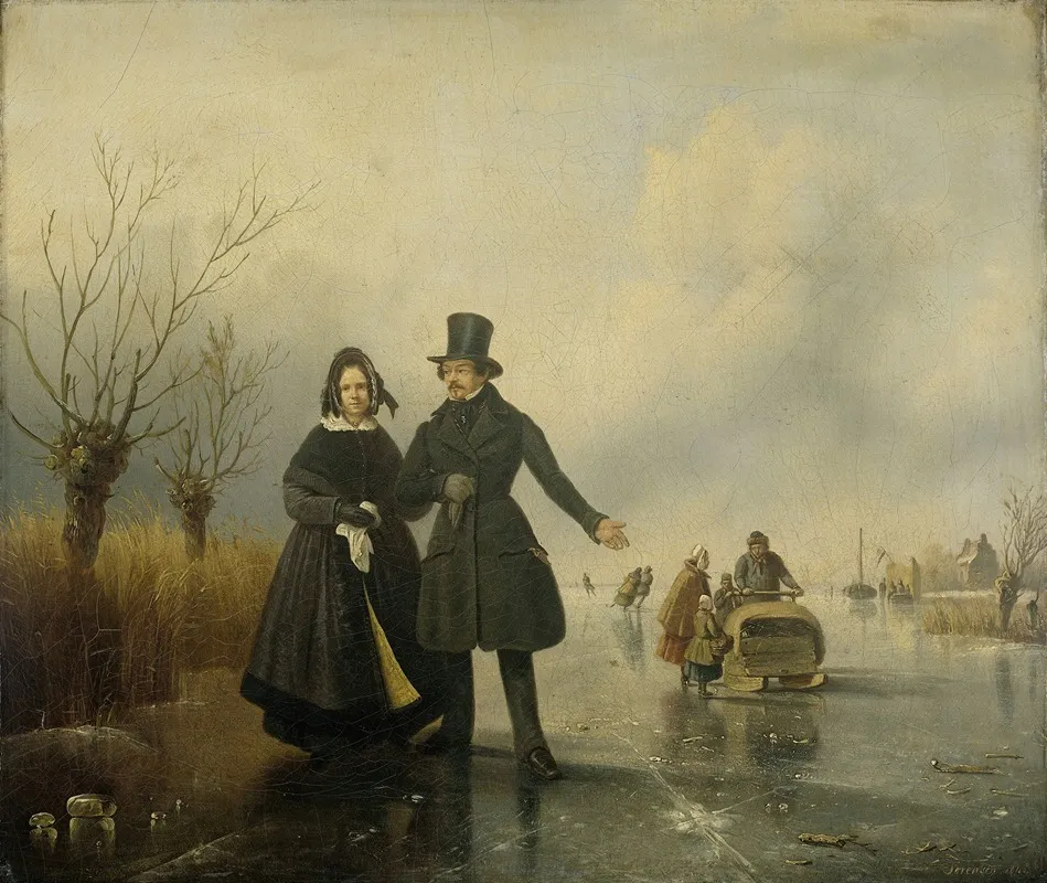 Portrait Of Mr And Mrs Thijssen On The Ice Wall Art by Jacobus Sörensen - High-Resolution Digital Print