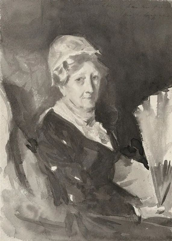 Portrait Of Mrs Frederick Mead With A Fan Wall Art by John Singer Sargent - High-Resolution Digital Print