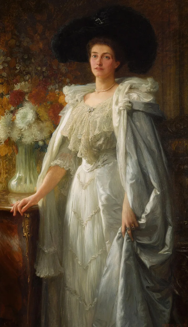 Portrait Of Mrs Henry Reiss Wall Art by Frank Dicksee - High-Resolution Digital Print