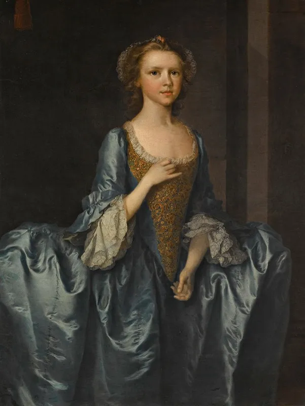 Portrait Of Mrs Hibbert When A Girl Wall Art by Thomas Frye - High-Resolution Digital Print