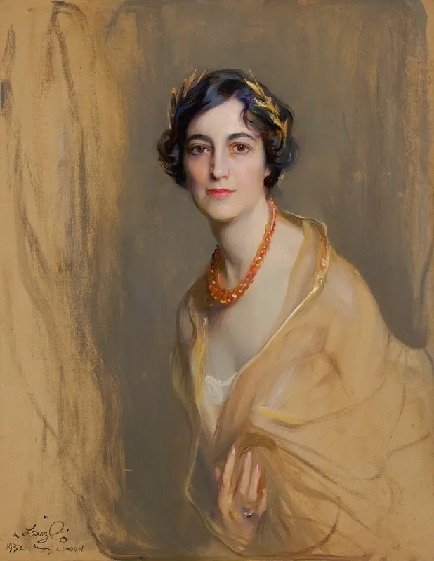 Portrait Of Mrs William Wickham Hoffman Nee Katherine Miller Wall Art by Philip Alexius de László - High-Resolution Digital Print