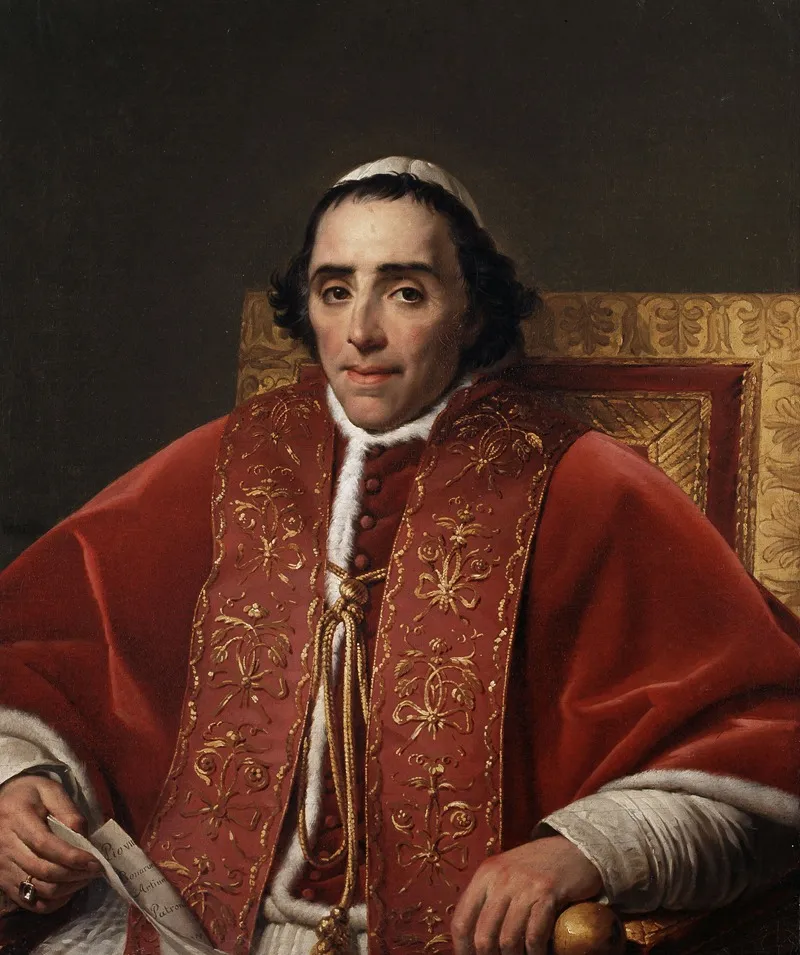 Portrait Of Pope Pius Vii After Jacques Louis David Wall Art by Jean Baptist Lodewijk Maes - High-Resolution Digital Print