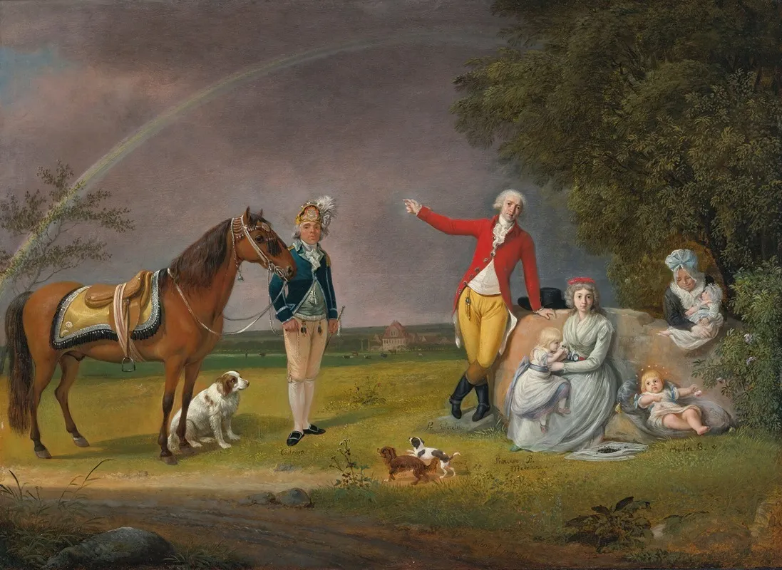 Portrait Of Prince Alexander Mikhailovich Beloselsky And His Family In A Landscape