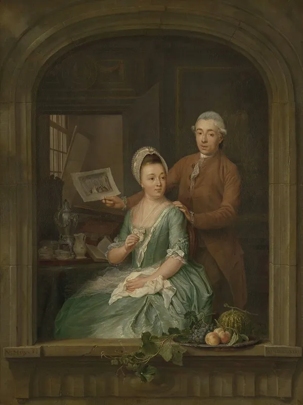 Portrait Of Robert Muys And His Wife Maria Nozeman Wall Art by Nicolaes Muys - High-Resolution Digital Print