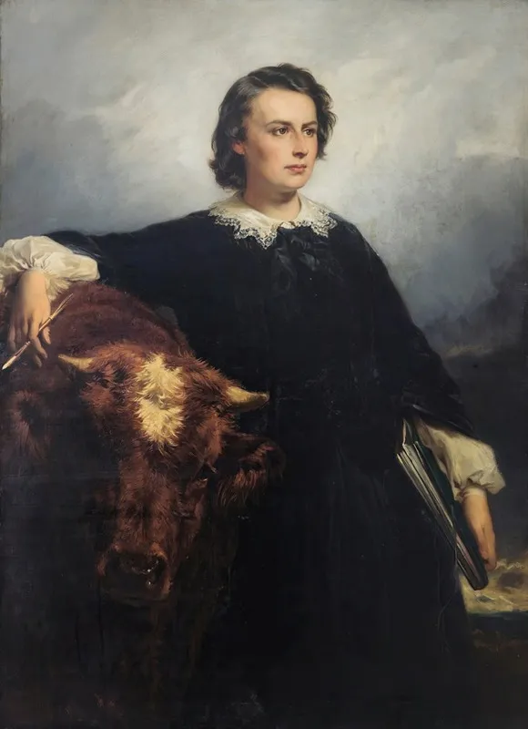 Portrait Of Rosa Bonheur With A Bull Wall Art by Édouard-Louis Dubufe - High-Resolution Digital Print