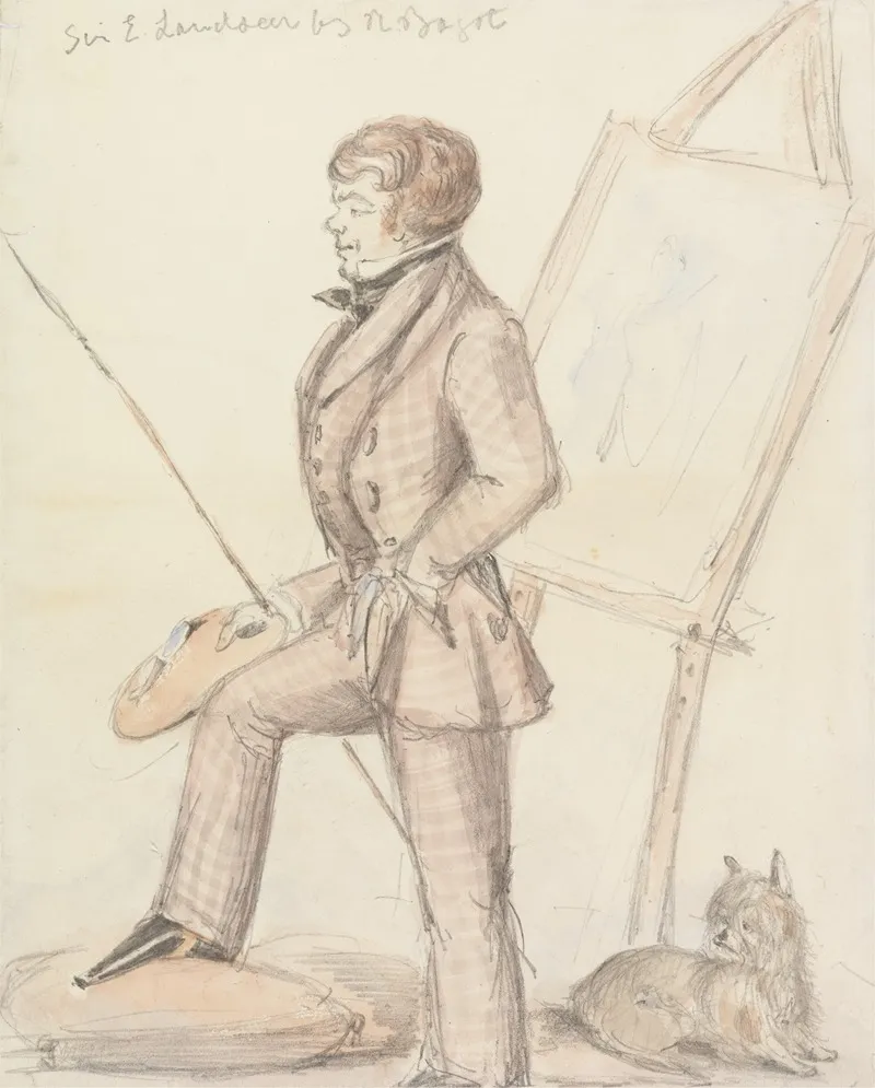 Portrait Of Sir Edwin Landseer R A At His Easel Wall Art by Richard Bagot - High-Resolution Digital Print