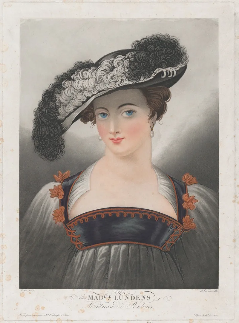 Portrait Of Susanna Lunden Wearing Wide Brimmed Hat With Feathers Wall Art by Philibert-Louis Debucourt - High-Resolution Digital Print