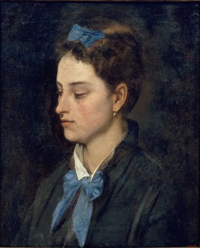 Portrait Of Teresita Wearing Blue Bows Wall Art by Benet Mercadé - High-Resolution Digital Print