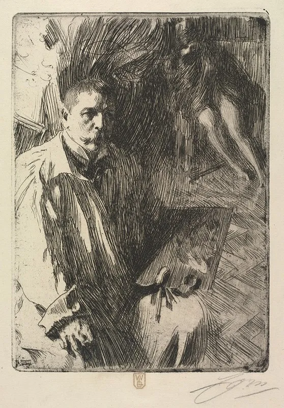 Portrait Of The Artist And His Model Wall Art by Anders Zorn - High-Resolution Digital Print
