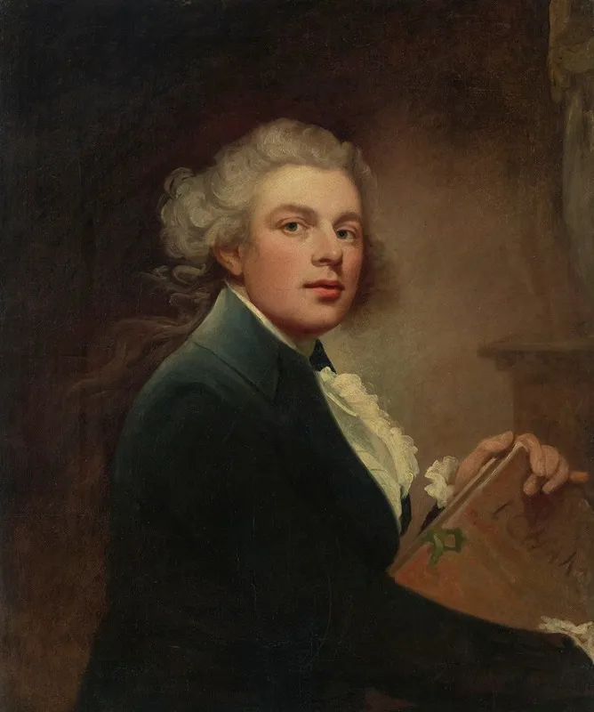 Portrait Of The Artist Half Length Holding A Portfolio Wall Art by John Westbrooke Chandler - High-Resolution Digital Print
