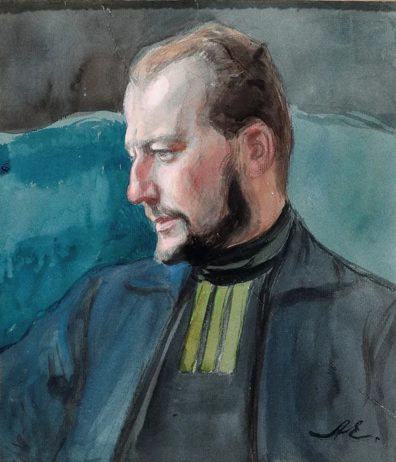 Portrait Of The Artist Werner Von Hausen Wall Art by Albert Edelfelt - High-Resolution Digital Print