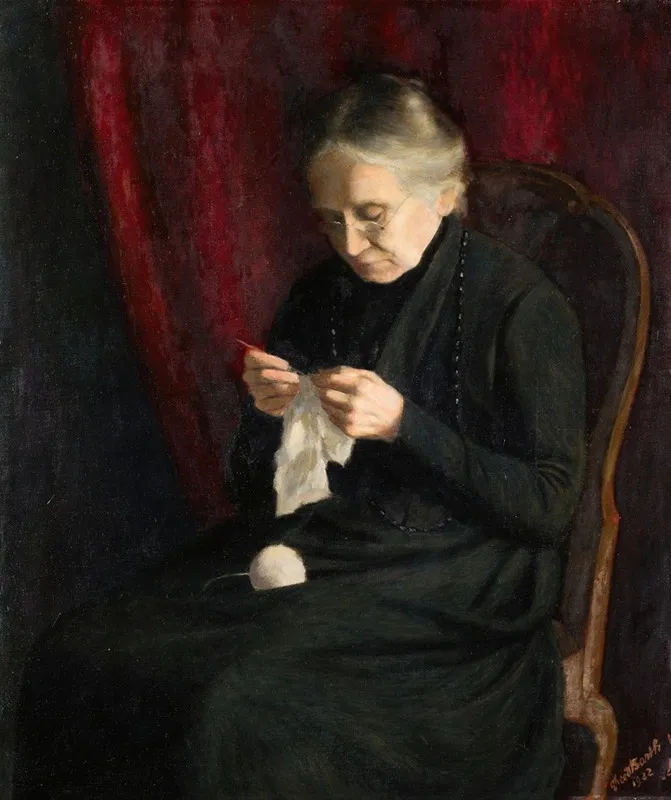 Portrait Of The Artists Mother Maria Barth Imhoof 1845 1929 Wall Art by Theodor Barth - High-Resolution Digital Print