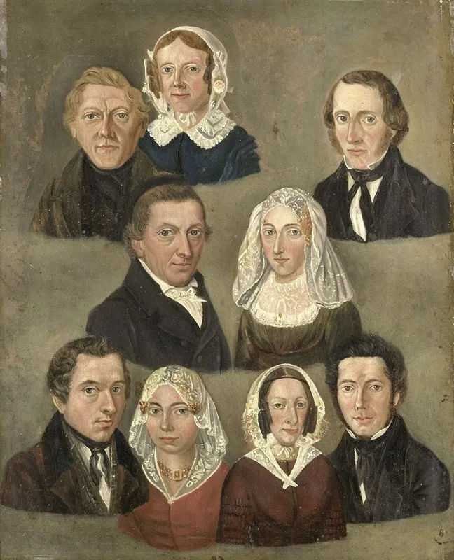 Portrait Of The Artists Parents Douwe Martens Teenstra And Barber Hindriks Siccama With Members Of The Family Wall Art by Kornelis Douwes Teenstra - High-Resolution Digital Print