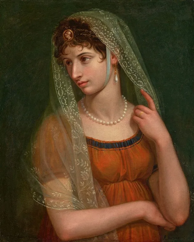 Portrait Of The Artists Wife 11 Wall Art by Pietro Benvenuti - High-Resolution Digital Print