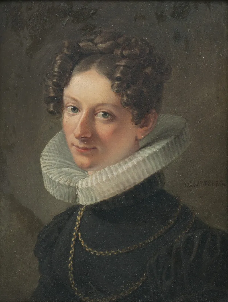 Portrait Of The Artists Wife Sofia Dorotea Sandberg Nee Kokeritz Wall Art by Johan Gustaf Sandberg - High-Resolution Digital Print