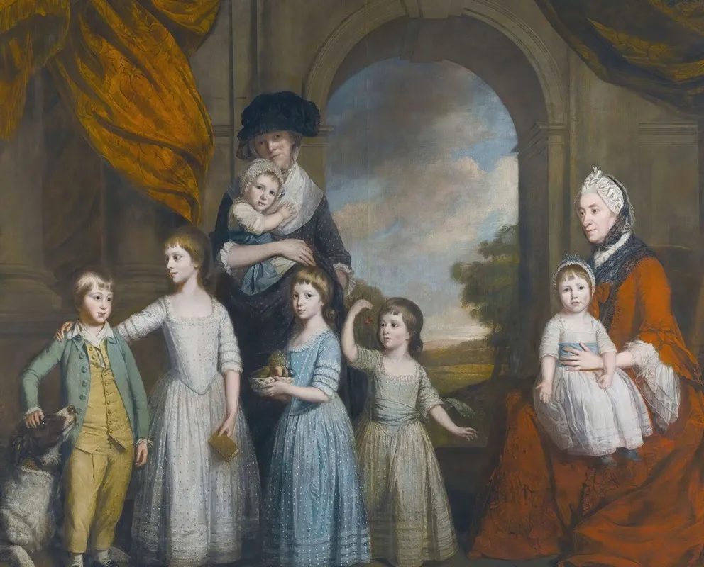 Portrait Of The Children Of William Craven 6th Baron Craven Wall Art by Thomas Beach - High-Resolution Digital Print