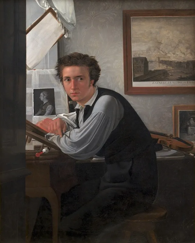 Portrait Of The Copperplate Engraver Carl Edvard Sonne Wall Art by Ditlev Blunck - High-Resolution Digital Print