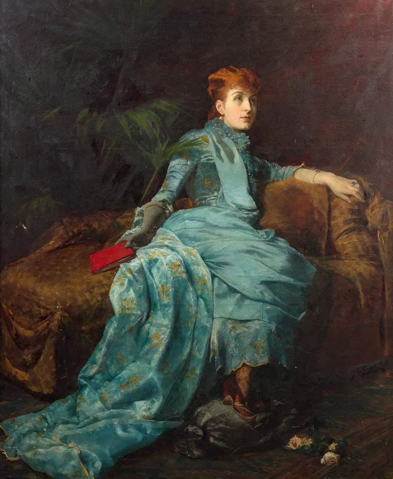 Portrait Of The Countess Kessler In An Interior Wall Art by Johann Frank Kirchbach - High-Resolution Digital Print
