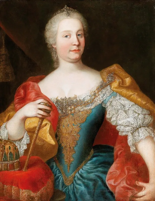 Portrait Of The Empress Maria Theresia Queen Of Hungary And Bohemia With The Hungarian Crown Wall Art by Workshop of Martin van Meytens - High-Resolution Digital Print