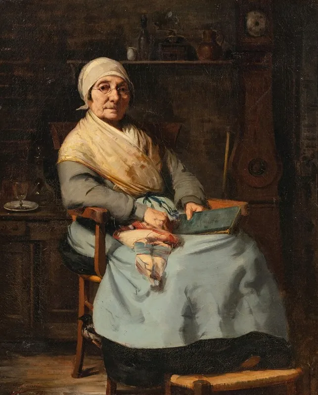 Portrait Of The Grand Mother Of The Artist Wall Art by Gaston Célarié - High-Resolution Digital Print