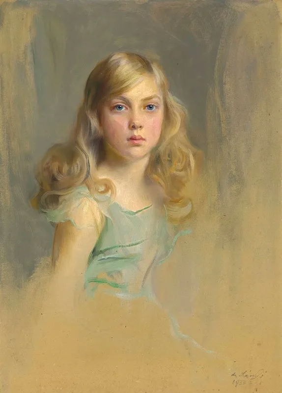 Portrait Of The Hon Esmee Mary Gabrielle Harmsworth Later Countess Cromer Aged Nine Wall Art by Philip Alexius de László - High-Resolution Digital Print