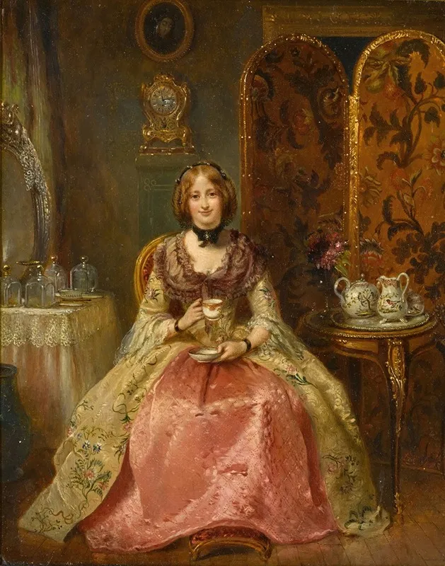 Portrait Of The Lady Dorothy Nevill In Her Boudoir Wall Art by Henry Richard Graves - High-Resolution Digital Print