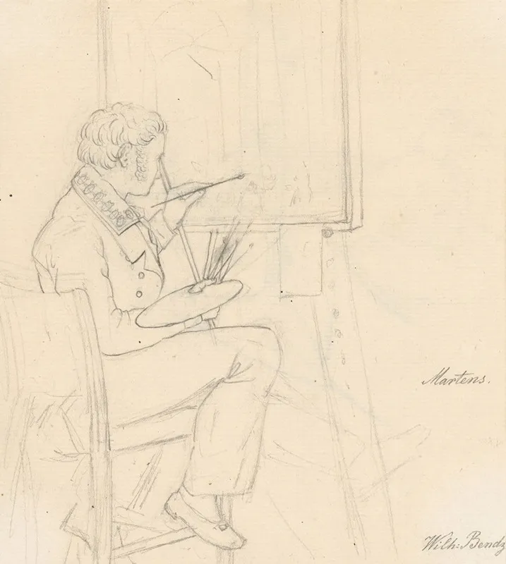 Portrait Of The Painter Ditlev Martens At Work Behind And Easel