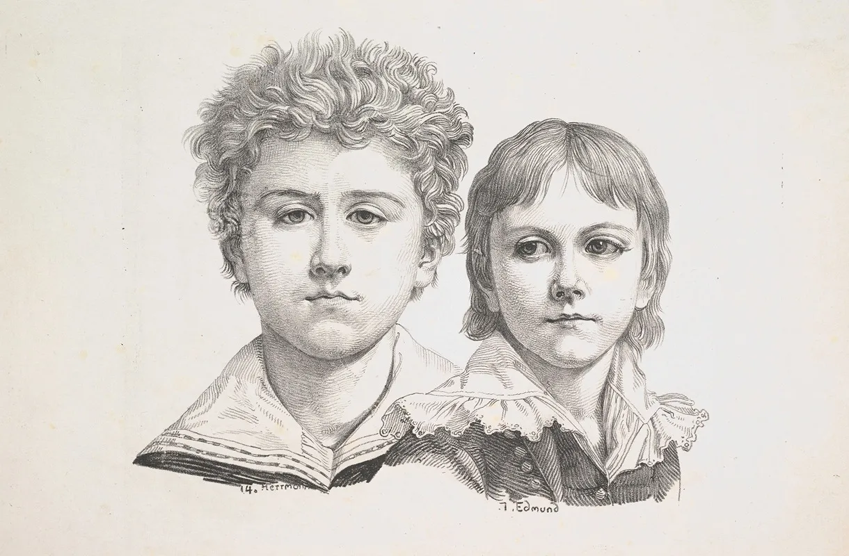 Portrait Of The Rabe Children Hermann Age 14 And Edmond Age 7