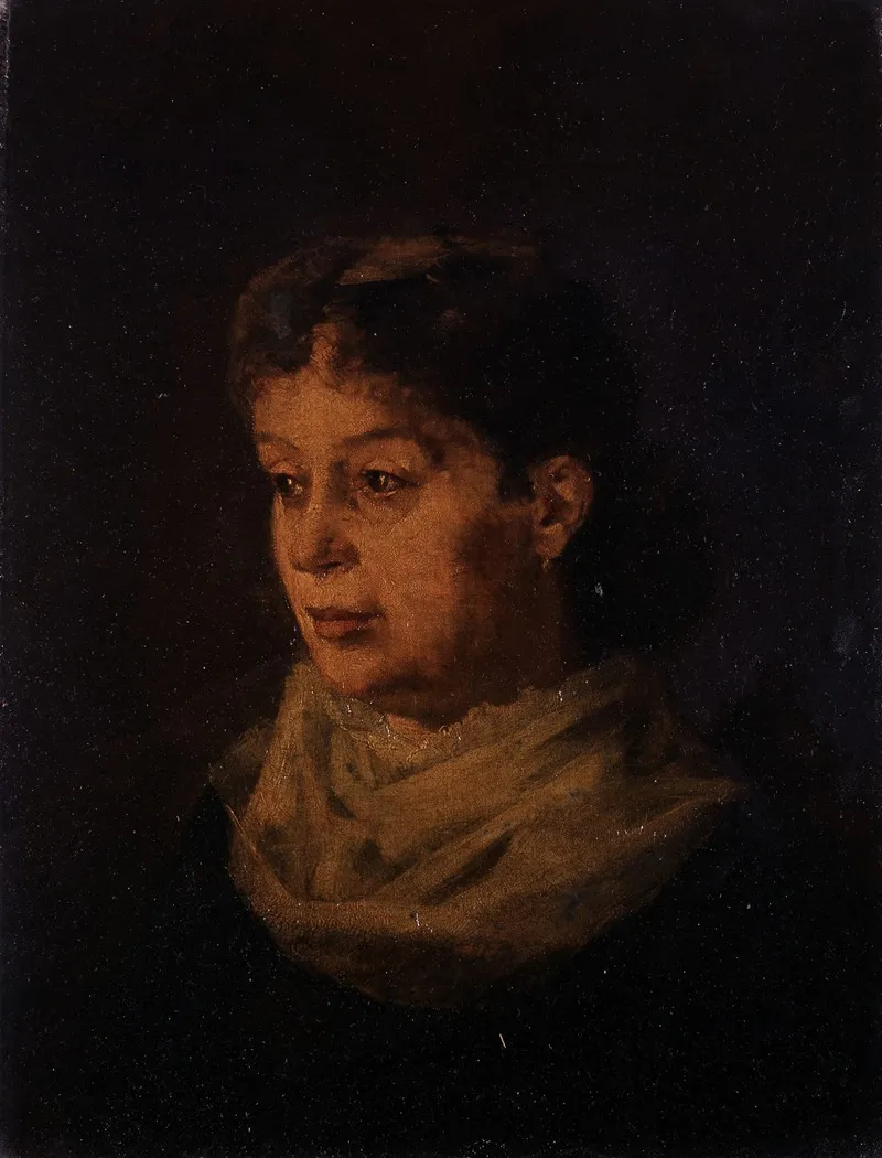 Portrait Of The Wife Of The Artist Gustave Poirier Wall Art by Constantin Meunier - High-Resolution Digital Print