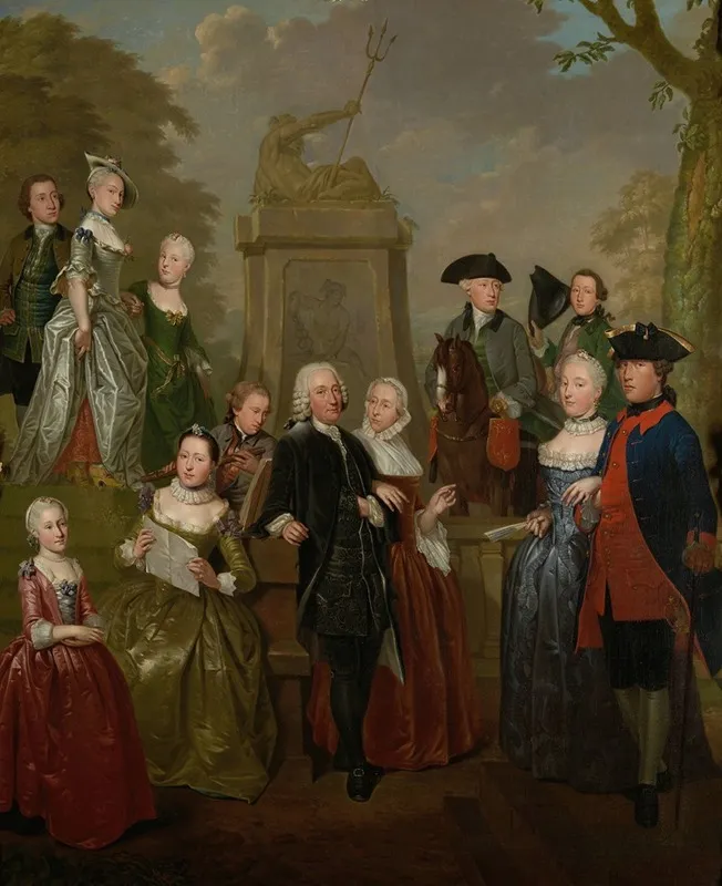 Portrait Of Theodorus Bisdom Van Vliet And His Family Wall Art by Jan Stolker - High-Resolution Digital Print
