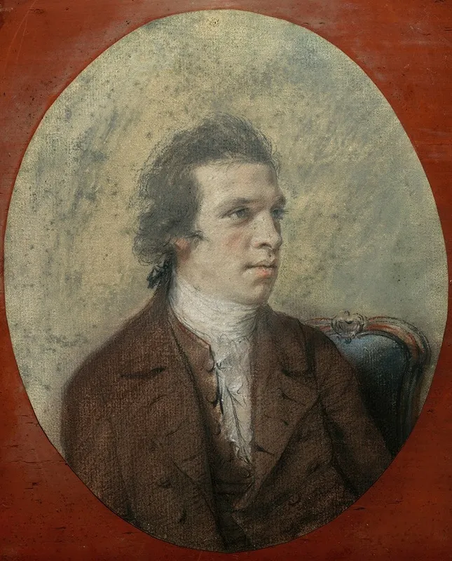Portrait Of Thomas Roberts 1748 1777 Artist Wall Art by Hugh Douglas Hamilton - High-Resolution Digital Print