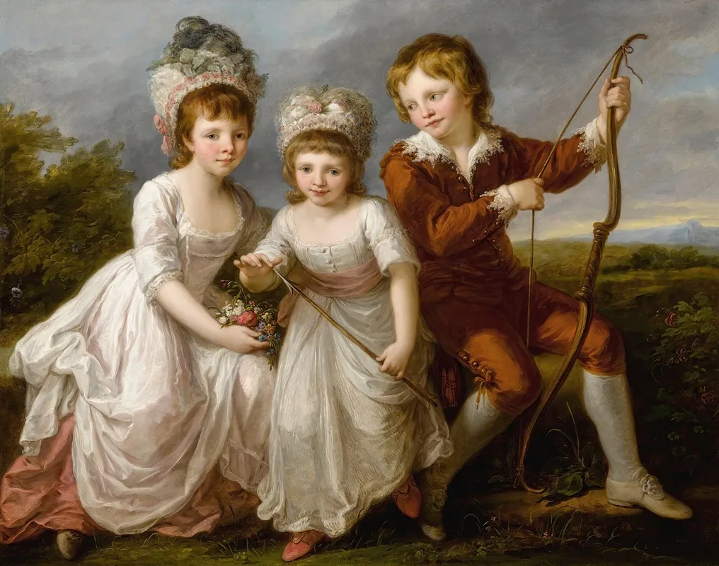 Portrait Of Three Children Wall Art by Angelica Kauffmann - High-Resolution Digital Print