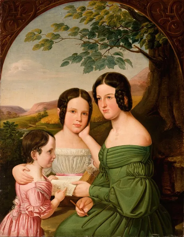 Portrait Of Three Sisters From The Hausner Family Wall Art by Tomasz Tyrowicz - High-Resolution Digital Print