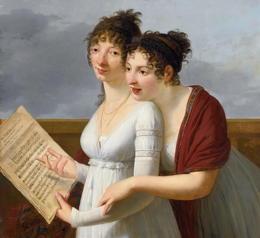 Portrait Of Two Elegantly Dressed Ladies Wall Art by Robert Jacques François Lefèvre - High-Resolution Digital Print