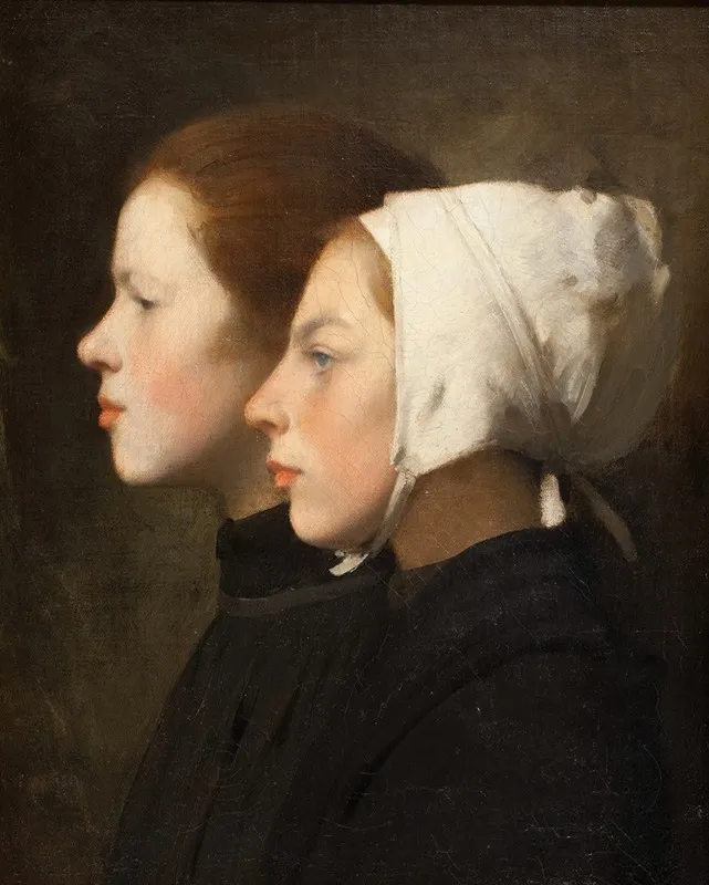 Portrait Of Two Girls Wall Art by Continental School - High-Resolution Digital Print
