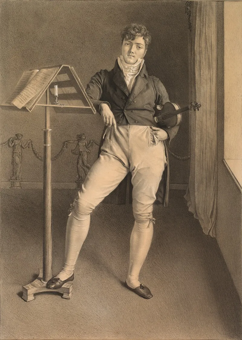 Portrait Of Violinist Jean Vidal 1789 1867 Wall Art by Adrien Victor Auger - High-Resolution Digital Print