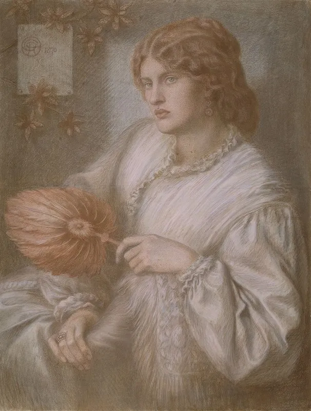 Portrait Of Woman With A Fan Wall Art by Dante Gabriel Rossetti - High-Resolution Digital Print
