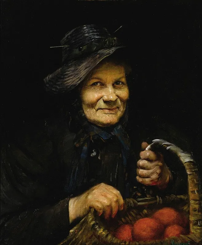Portrait Of Woman With Oranges Wall Art by Flora Thomas Mccaig - High-Resolution Digital Print