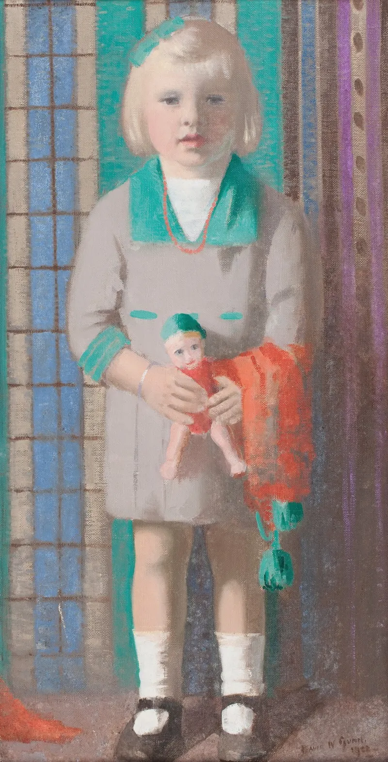 Portrait Of Young Girl With Doll Wall Art by David William Gunn - High-Resolution Digital Print