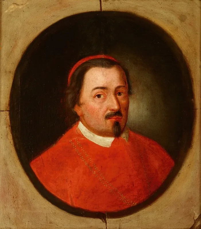Portrait Of Zbigniew Olesnicki 1389 1455 Debno Coat Of Arms Bishop Of Krakow Cardinal Primate Wall Art by Friedrich Kloss - High-Resolution Digital Print