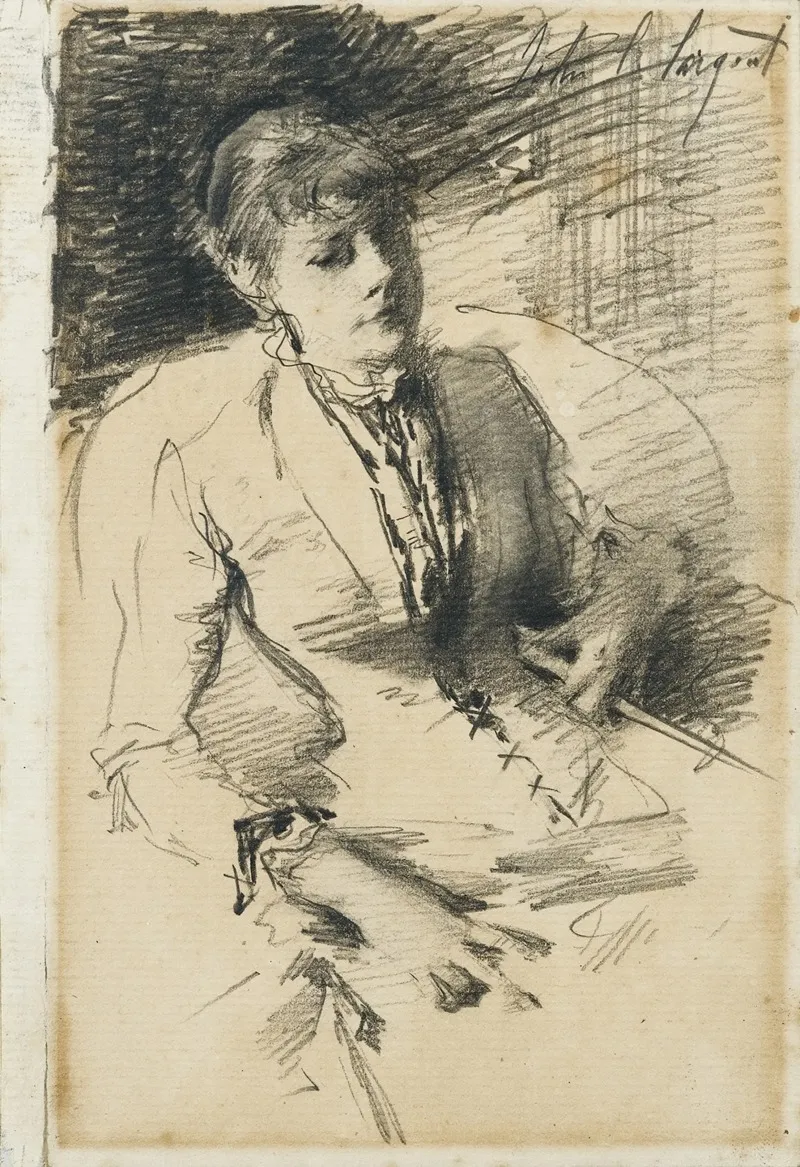 Portrait Presume De Madame Louise Burckhardt Wall Art by John Singer Sargent - High-Resolution Digital Print