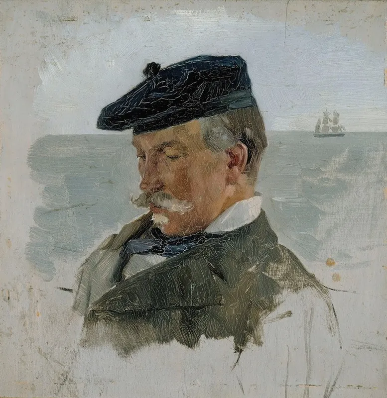 Portrait Sketch Of Adolf Von Becker The Painter Wall Art by Albert Edelfelt - High-Resolution Digital Print