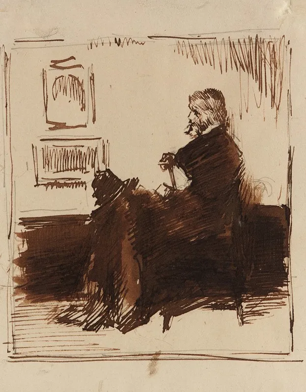 Portrait Sketch Of Thomas Carlyle Wall Art by James Abbott McNeill Whistler - High-Resolution Digital Print